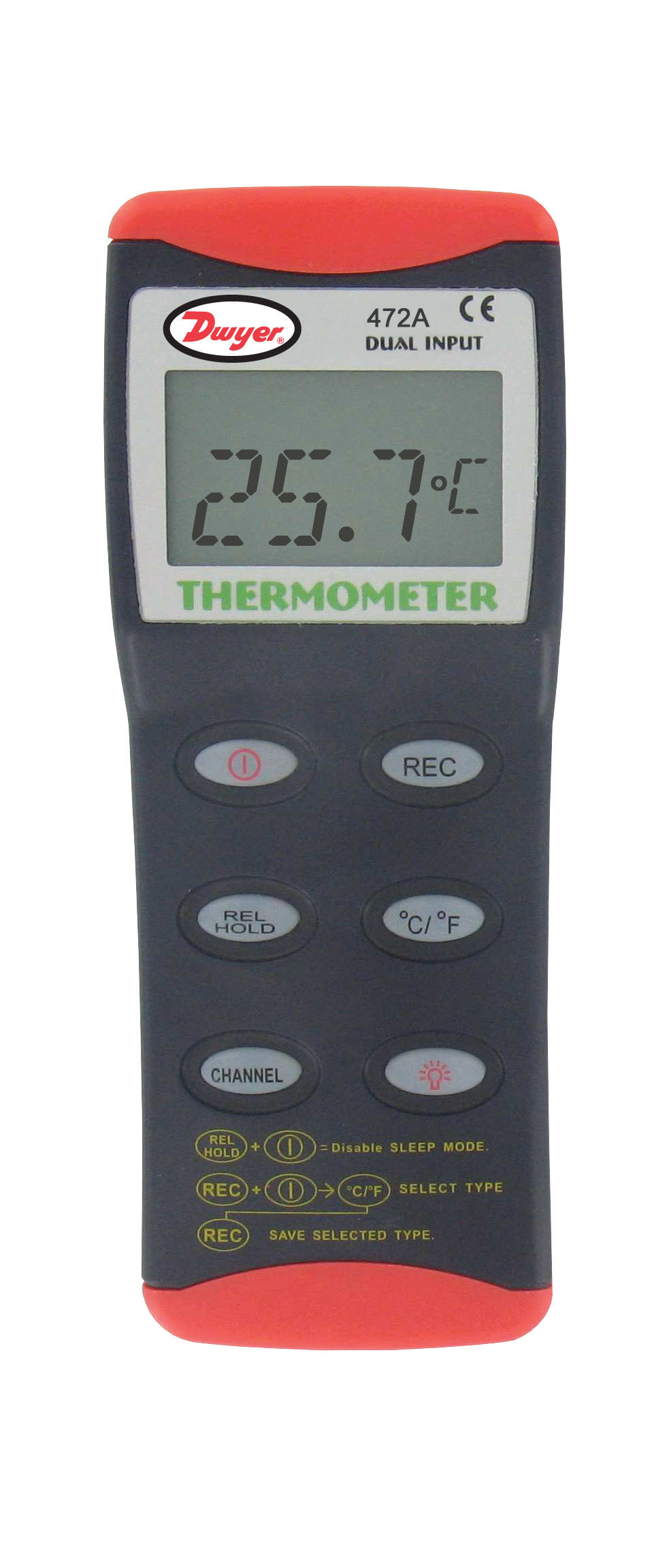 Термопарный термометр с двумя входами и подсветкой дисплея от -200 до 1370°С Dwyer 472A-1