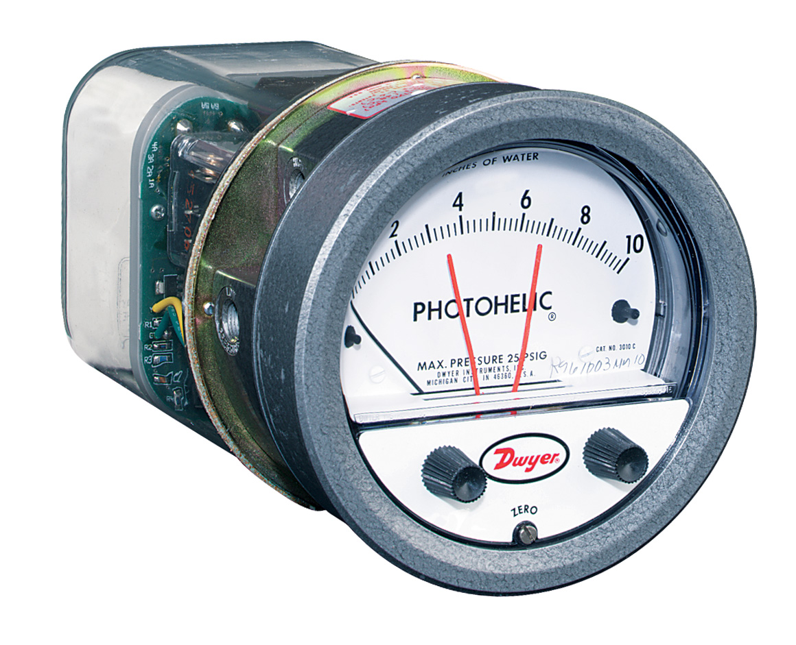 Электроконтактный манометр давления воздуха и газа Dwyer Photohelic А3000