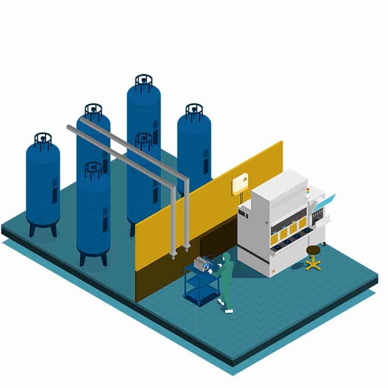 Отбор проб сжатого газа в чистом помещении